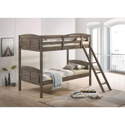 Coaster Flynn Farmhouse Weathered Brown Twin / Twin Bunk Bed Model 400808-Sm
