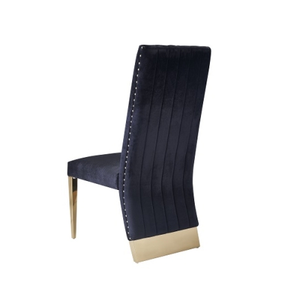 Modrest Keisha Modern Black Velvet and Gold Dining Chair Set of 2 Black Dining Chair 79566Z VGZA-Y629-BLK-DC