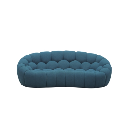 Divani Casa Yolonda Modern Curved Dark Teal Fabric Loveseat Blue Loveseat 80362 VGEV2126C-LOVE-C-15