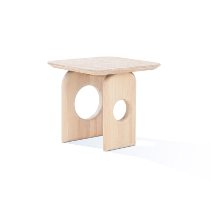 Nova Domus Osaka Modern Faux Marble + Natural Ash End Table Cream End Table 80454 VGCS-LT-22116