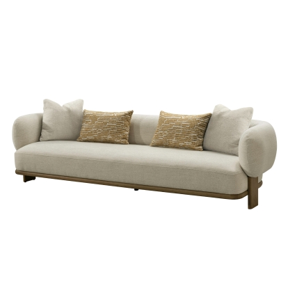 Divani Casa Optima Mid-Century Modern Beige + Orange Fabric 4-Seater Sofa Beige Sofa 81899 VGHM-XF559-4SOFA-BGE