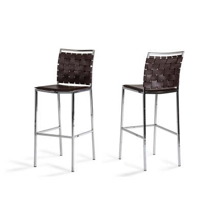 Shasta Modern Brown Eco-Leather Bar Stool (Set of 2) Brown Bar Stool 71587 VGHR5011B-BRN