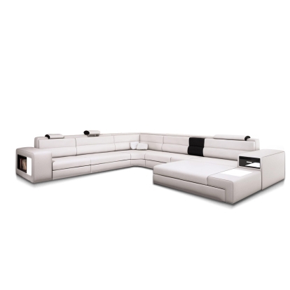 Bonded Leather Polaris Sectional Sofa in White Sectional Sofa 16086B|16086C VGEV5022-WHT-BL