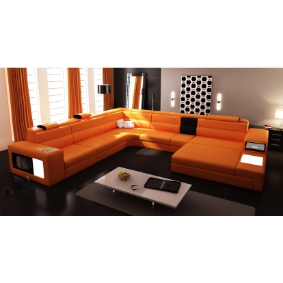 Bonded Leather Polaris Orange Leather Sectional Sofa Sectional Sofa 13437B|13437C VGEV5022-OR-BL