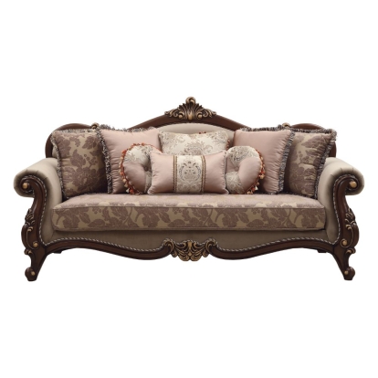 ACME Mehadi Velvet & Walnut Sofa with 8 Pillows Model 50690