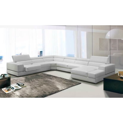 Divani Casa Pella Modern White Italian Leather U Shaped Sectional Sofa White Sectional Sofa 72816|70560 VGCA5106-WHT