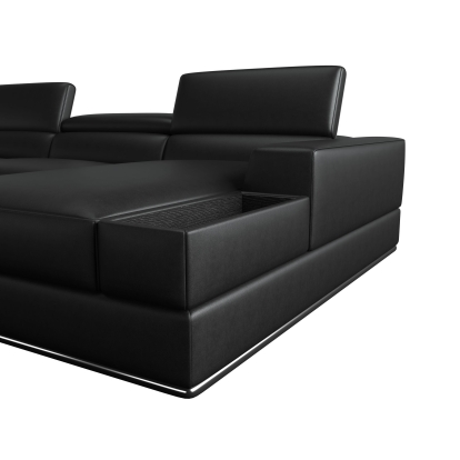 Divani Casa Pella Modern Black Italian Leather U Shaped Sectional Sofa Black Sectional Sofa 78544 VGCA5106O-BLK-SECT