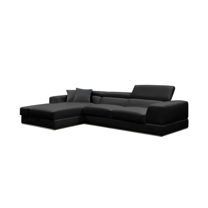 Divani Casa Pella Mini Modern Black Leather Left Facing Sectional Sofa Black Sectional Sofa 75236 VGCA5106A-BLK