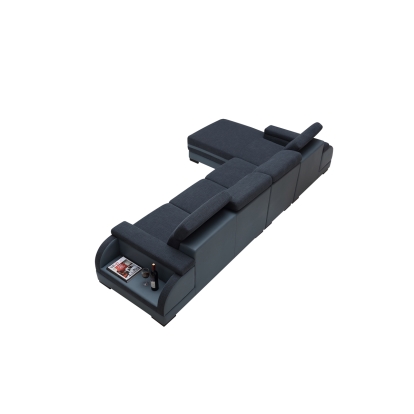 Divani Casa 5132 Modern Blue Fabric & Grey Bonded Leather Sectional Sofa Grey Sectional Sofa 72295 VGEV-SP-5132