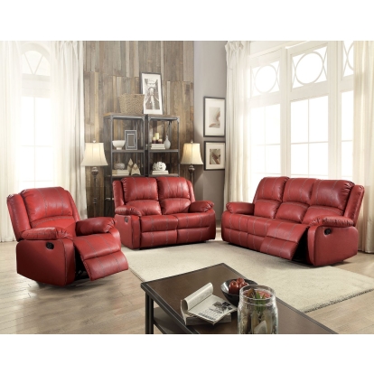 ACME Zuriel Red Synthetic Leather Motion Sofa Model 52150