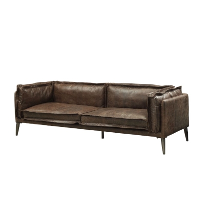ACME Porchester Distress Chocolate Top Grain Leather Sofa Model 52480