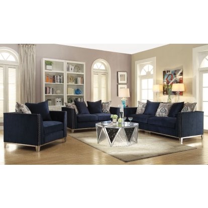 ACME Phaedra Blue Fabric Sofa with 5 Pillows Model 52830