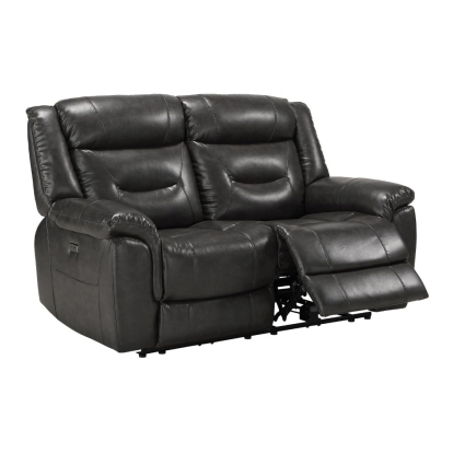 ACME Imogen Gray Leather Aire Power Motion Loveseat with USB Port Model 54806