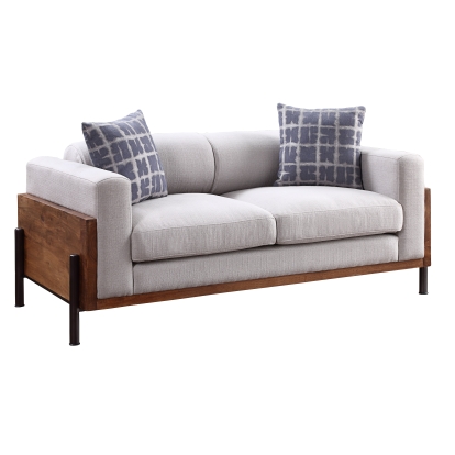 ACME Pelton Fabric & Walnut Loveseat with 2 Pillows Model 54891