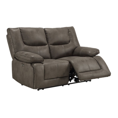 ACME Harumi Gray Fabric Power Motion Loveseat with USB Port Model 54896