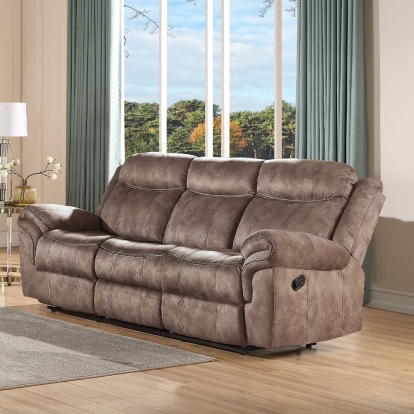 ACME Zubaida Two Tone Chocolate Velvet Motion Loveseat & Console with USB Port Model 55021