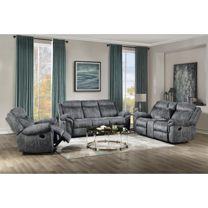 ACME Zubaida Two Tone Gray Velvet Motion Loveseat & Console with USB Port Model 55026