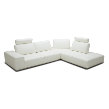 Divani Casa Martha Modern White Leather Right Facing Sectional Sofa Off-White Sectional Sofa 74972 VGKK5615B-M2827