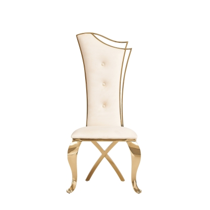 Modrest Bonnie Modern Beige Velvet & Champagne Gold Dining Chair (Set of 2) Beige Dining Chair 81070AZ VGZA-Y906-BGE-GLD