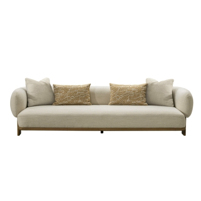 Divani Casa Optima Mid-Century Modern Beige + Orange Fabric 4-Seater Sofa Beige Sofa 81899 VGHM-XF559-4SOFA-BGE
