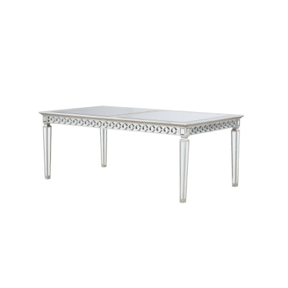 ACME Varian Mirrored & Antique Platinum Dining Table (78"L) Model 66155