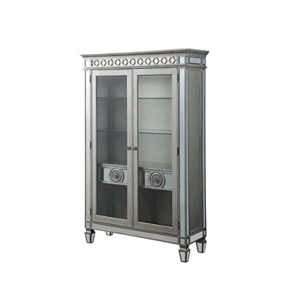ACME Varian Mirrored & Antique Platinum Curio Model 66166