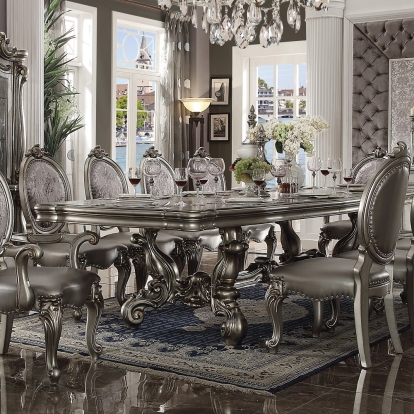 ACME Versailles Antique Platinum Dining Table Model 66820