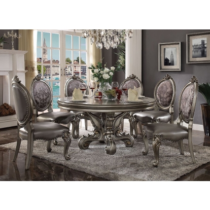 ACME Versailles Antique Platinum Dining Table Model 66840