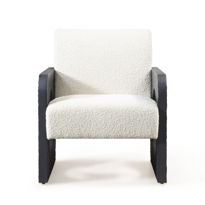 Modrest Midland Modern Off White Fabric + Black Oak Accent Chair Off-White Accent Chair 81894 VGVC-S2306A-WHT