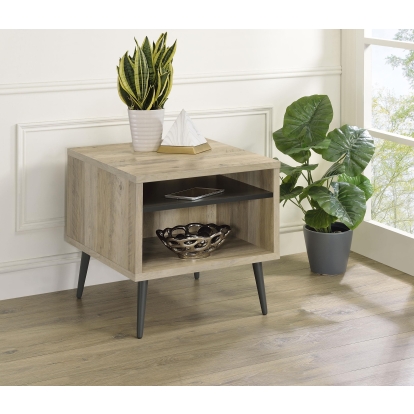 Coaster Welsh Mid-Century Modern Distressed Pine End Table Model 701037