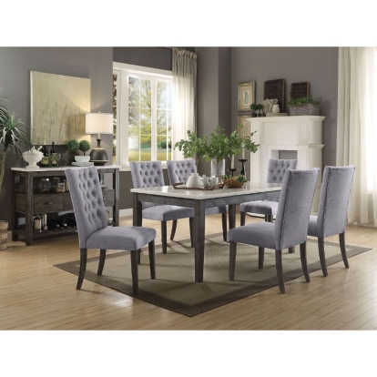 ACME Merel White Natural Marble Top & Gray Oak Dining Table Model 70165