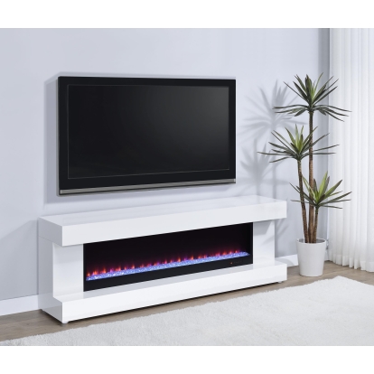 Coaster Mallory Contemporary White High Gloss Tv Stand Model 701813
