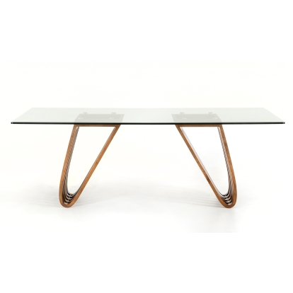 Modrest Draper Mid-Century Walnut & Glass Dining Table Walnut Dining Table 70407 VGCSDT-1498-GLS
