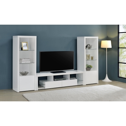 Coaster Jude Contemporary White High Gloss Entertainment Center - Overall Model 704251-Set