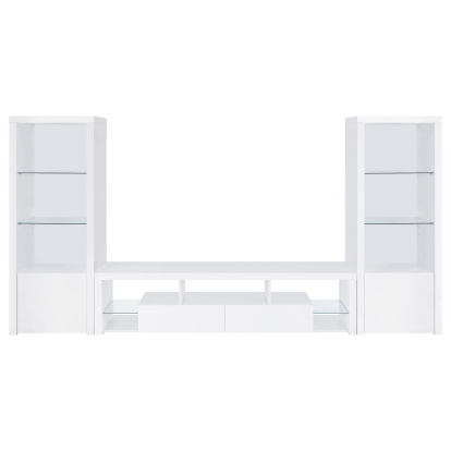 Coaster Jude Contemporary White High Gloss Entertainment Center - Overall Model 704251-Set