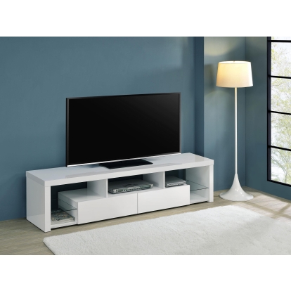 Coaster Jude Contemporary White High Gloss 71" Tv Stand Model 704251