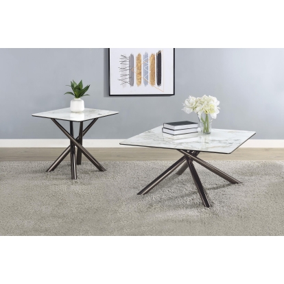Coaster Carvell Contemporary Mirage White Coffee Table Model 708138-S2