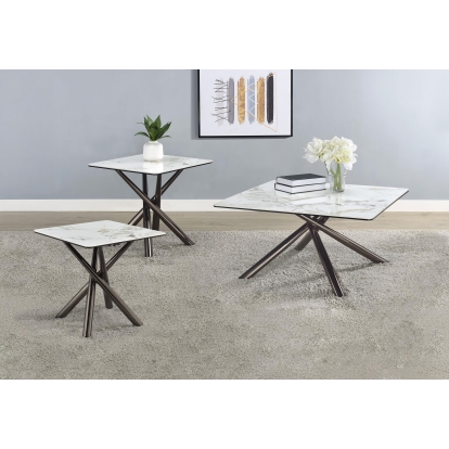 Coaster Carvell Contemporary Mirage White Coffee Table Model 708138-S3