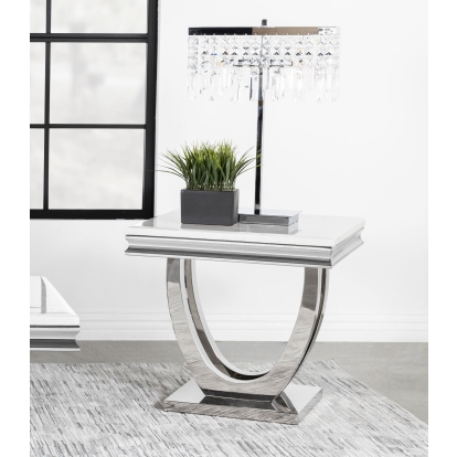 Coaster Kerwin Contemporary White Marble End Table Model 708537