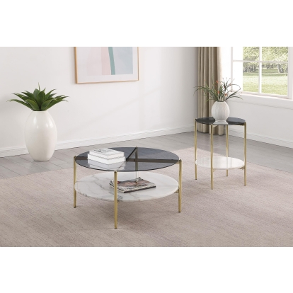 Coaster Jonelle Contemporary White Marble Coffee Table Model 710338-S2