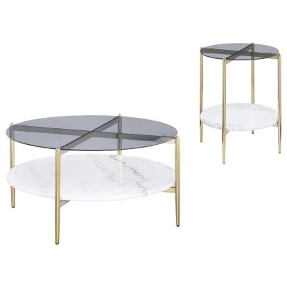 Coaster Jonelle Contemporary White Marble Coffee Table Model 710338-S2