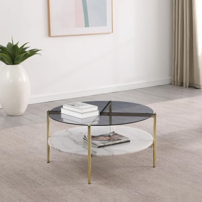 Coaster Jonelle Contemporary White Marble Coffee Table Model 710338
