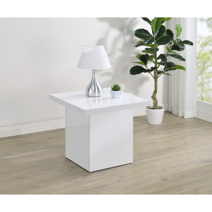 Coaster Devar Contemporary White High Gloss End Table Model 710897