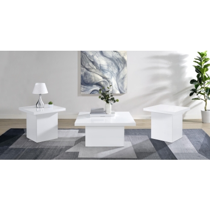 Coaster Devar Contemporary White High Gloss Coffee Table Model 710898-S3