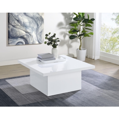 Coaster Devar Contemporary White High Gloss Coffee Table Model 710898