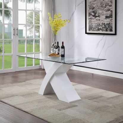 ACME Pervis White & Clear Glass Dining Table Model 71105