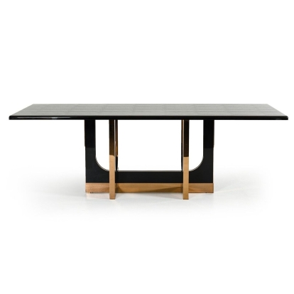 A&X Padua Modern Large Black Crocodile & Rosegold Dining Table Black Dining Table 71595 VGUNCC835-240