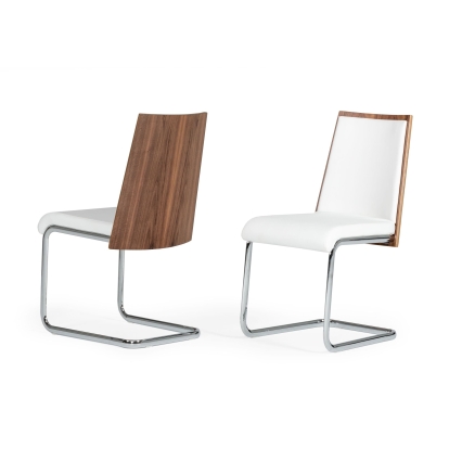 Morgan Modern White & Walnut Dining Chair (Set of 2) White Dining Chair 71699Z VGEWF3175BE-WHT