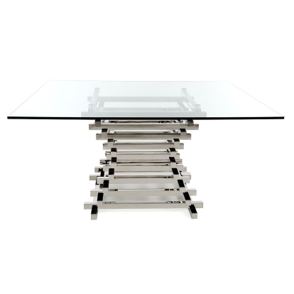 Modrest Crawford Contemporary Clear Glass Square Dining Table Clear Glass Dining Table 71730 VGVCT8909
