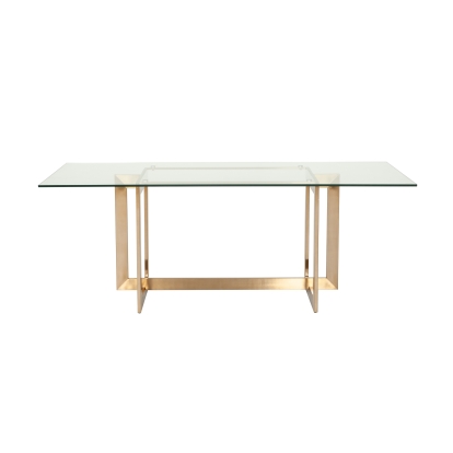 Modrest Keaton Modern Glass & Brass Dining Table Clear Glass Dining Table 71914 VGVCT8961-G